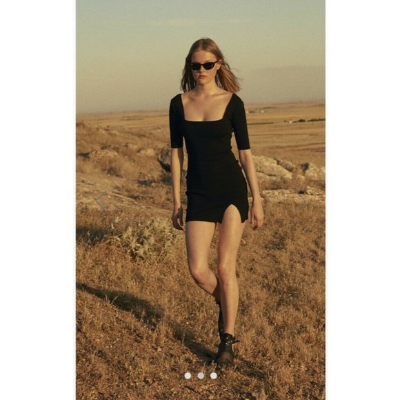 Zeynep Arcay Square Neck Mini Knit Dress Black 8 - Picture 4 of 9